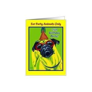  Twenty Fifth Birthday Party Invitation   Pug Dog Card 