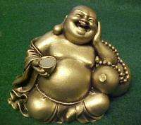 LAUGHING FAT BUDDA BUDDHA BUDDAH RICH GOLDEN BRASS  