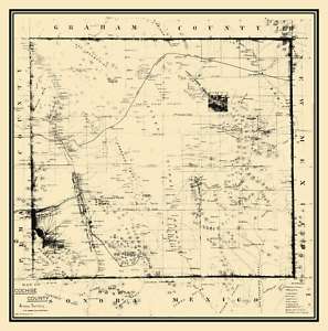 COCHISE COUNTY ARIZONA (AZ/TOMBSTONE) MAP 1890 MOTP  