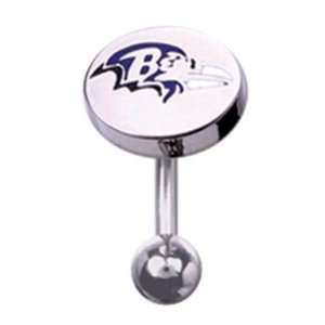 Baltimore Ravens 316L Stainless Steel Belly Ring   14G   3/8 Inch Bar 