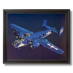  B 25 Mitchell Military Aircraft Jet Airplane Picture Black 