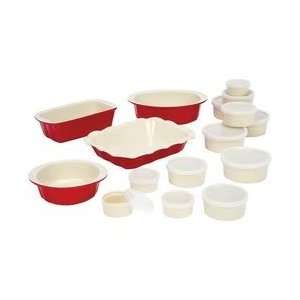 Cookware Stoneware Oven Microwave 28pc Set Red