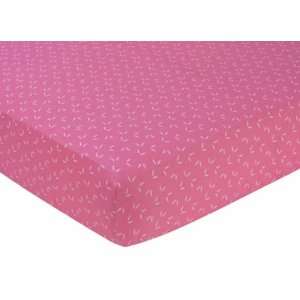   Owl Pink Crib Sheet Tonal Mini Leaf Print by JoJo Designs Pink Baby