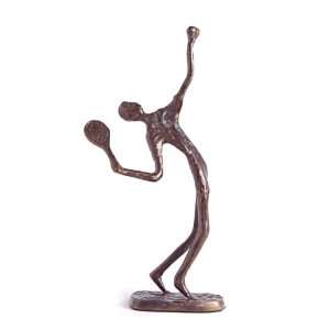  Male Tennis Player Cast Bronze Sculpture Figurine