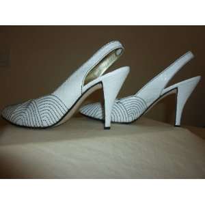   Pfister White Snakeskin Sling back High heels Size 8 
