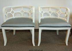 Pair of Art Deco Neoclassic Cream Living Room Chairs  