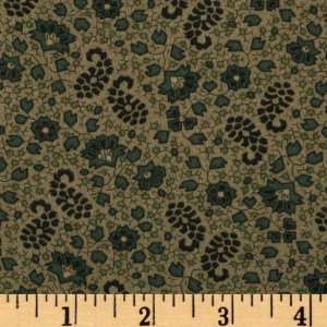 44 Wide Metropolis Mosaic Paisley and Flowers Green Fabric By The 