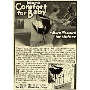  1925 Ad Gordon Baby Infant Motor Crib Car Seat Bassinet 