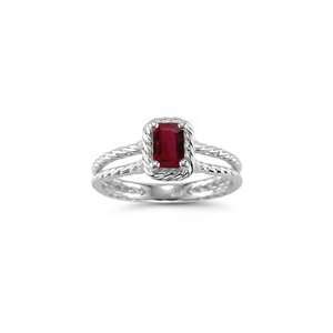  0.55 Cts Ruby Solitaire Ring in 14K White Gold 9.5 
