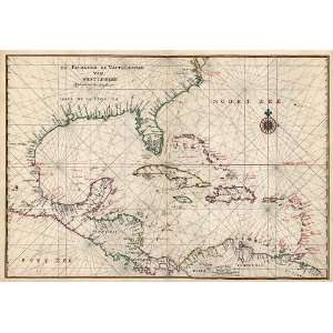  Antique Map of the Caribbean and Gulf of Mexico (ca 1639 