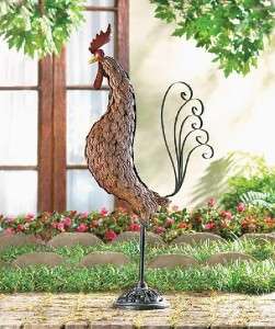 31 French Country Tuscan Iron Rooster Statue Sculpture  