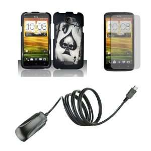 HTC One X (AT&T) Premium Combo Pack   Black and Silver Ace Spade Poker 