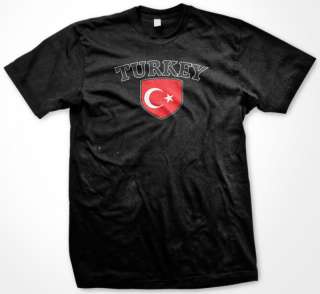 Turkey Country Flag Shield Mens T Shirt Turkish Pride  
