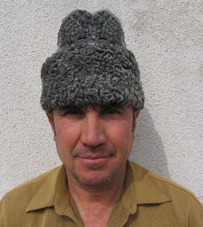 New Karakul Curly Lamb Russian Sheepskin Boat Hat #6984  