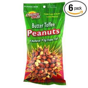 Energy Club Butter Toffee Peanuts, 7.75 Ounce Bags (Pack of 6)