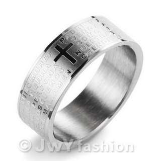 MENS Cross Stainless Steel Ring Silver ve111 Size 9 12  