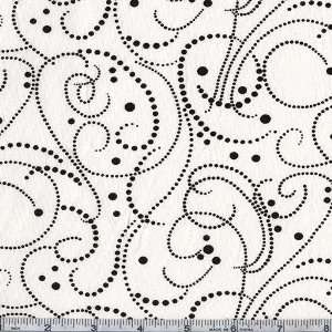  45 Wide Classic Black Dotted Scrolling White Fabric By 