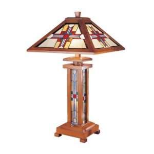  Dale Tiffany Morning Star Wood Table Lamp in Cherry Finish 