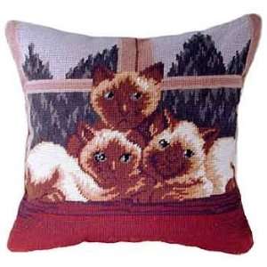  Siamese Cats Needlepoint Pillow