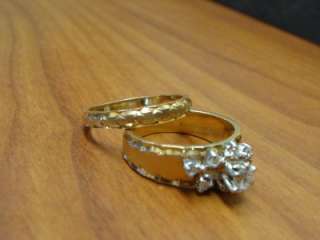 VINTAGE 14K YELLOW GOLD DIAMOND TRUBRITE WEDDING SET 8 GRAMS  