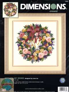 Crewel Embroidery Kit ~ Wreath of Pink & Yellow Roses  