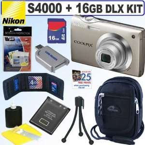  Nikon Coolpix S4000 12 MP Digital Camera (Silver) + 16GB 