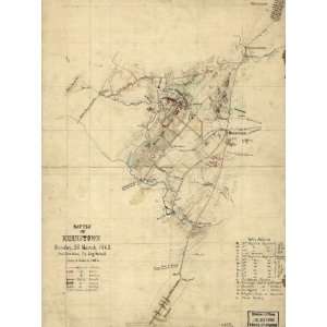  Civil War Map Battle of Kernstown, Sunday, 23 March, 1862 