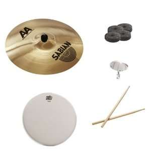  18 Inch AA Medium Thin Crash Pack with Snare Head, Drumsticks, Drum 