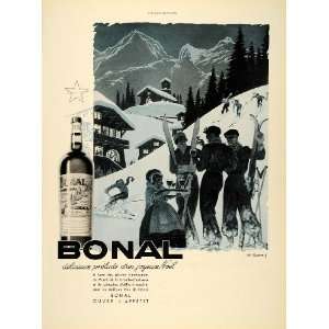   Charles Lemmel Vintage Skiing Skis   Original Print Ad