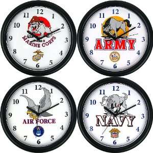 Deluxe Chiming Military Clock Set with Mascots   4 Clocks  