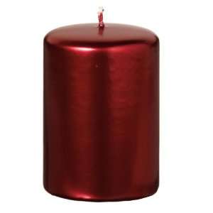   Red Metallic Unscented 3 x 4 Smooth Pillar Candle