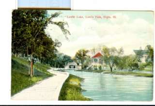 1910 LOWER LAKE LORDS PARK ELGIN IL Postcard  