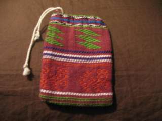  4 x3 inch HAND WOVEN LOOM SM FABRIC BAG colorful red grn 