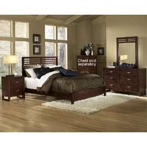  4pc Full Size Bedroom Set Slat Design Bed in Cherry