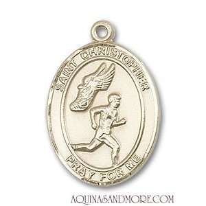    St. Christopher Track&Field Medium 14kt Gold Medal Jewelry