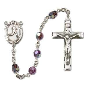  St. Christopher/Track & Field Amethyst Rosary Jewelry