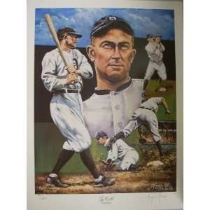  Ty Cobb Detroit Tigers 18x24 Lithograph   Original MLB Art 