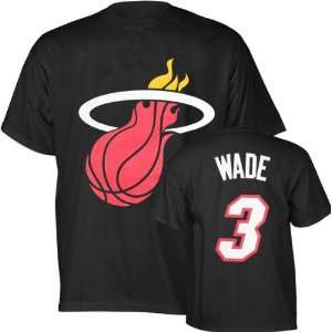 Dwyane Wade Black Majestic Player Name and Number Miami Heat T Shirt 