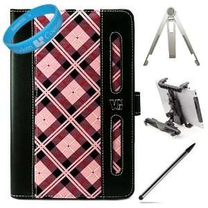  Pink Plaid Executive Portfolio Leather Carrying Case Cover 