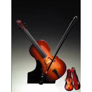  Incredible Brown Cello Music Box Figurine With A Stand 