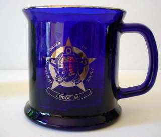 Fraternal Order of Police Lodge 84 NJ Blue Glass Mug Cu  