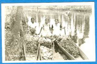  In Boats With Flowers, Xochimilco, Mexico City, Mexico   RPPC  