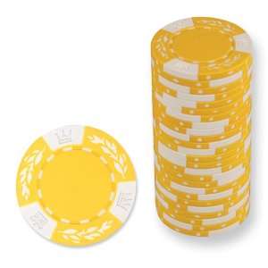  Yellow Roll of 25 Crown Wheatear Clay Poker Chips Jewelry