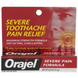 Orajel Severe Toothache Pain Relief Cream 0.33 oz (Quantity of 4)