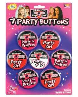 Bachelorette party buttons   pack of 7  