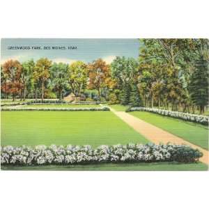   Vintage Postcard Greenwood Park   Des Moines Iowa 