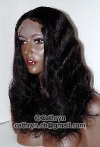 SILK TOP INDIAN REMY HAIR FULL LACE WIG #1 WAVY 14  