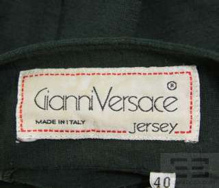 Gianni Versace Hunter Green Wool Jersey Tie Back Top Size 40  