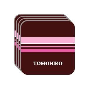 Personal Name Gift   TOMOHIRO Set of 4 Mini Mousepad Coasters (pink 