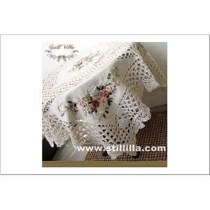  Hand Crochet Lace Silk Ribbon Embroidered Table Cloth54 